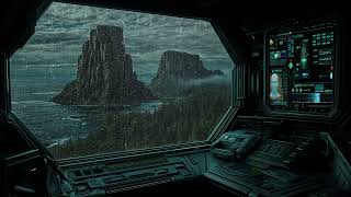 Rainy Ocean World from a Spaceship Cockpit 🌧️ Calm Sci-Fi Ambience for Sleep