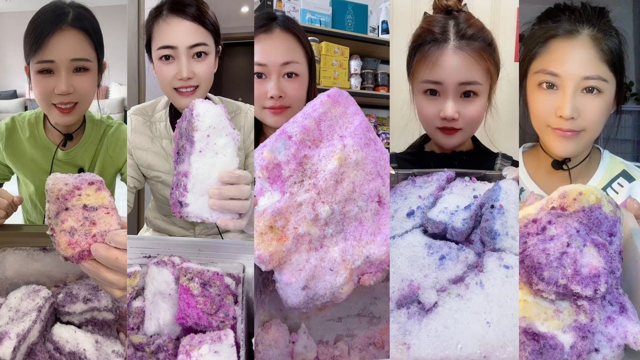 ONLY BITES🔷FLAVOURED MIXED SOFT SQUEAKY FREEZER FROST EATING || SHAVED ICE BITES COMPILATION🧊