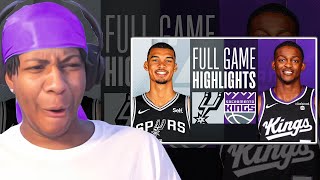 WEMBY 5 STLS 5 BLOCKS 😱 Lvgit Reacts To SPURS at KINGS | FULL GAME HIGHLIGHTS | February 22, 2024