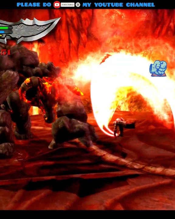 GOD OF WAR 2 KRATOS AND TITAN MINOTAUR HARDEST FIGHT IN LAVA CAVE #youtubeshorts #gaming #shorts