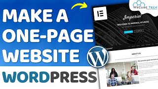 Learn How to create one page website on WordPress | WordPress Tutorials