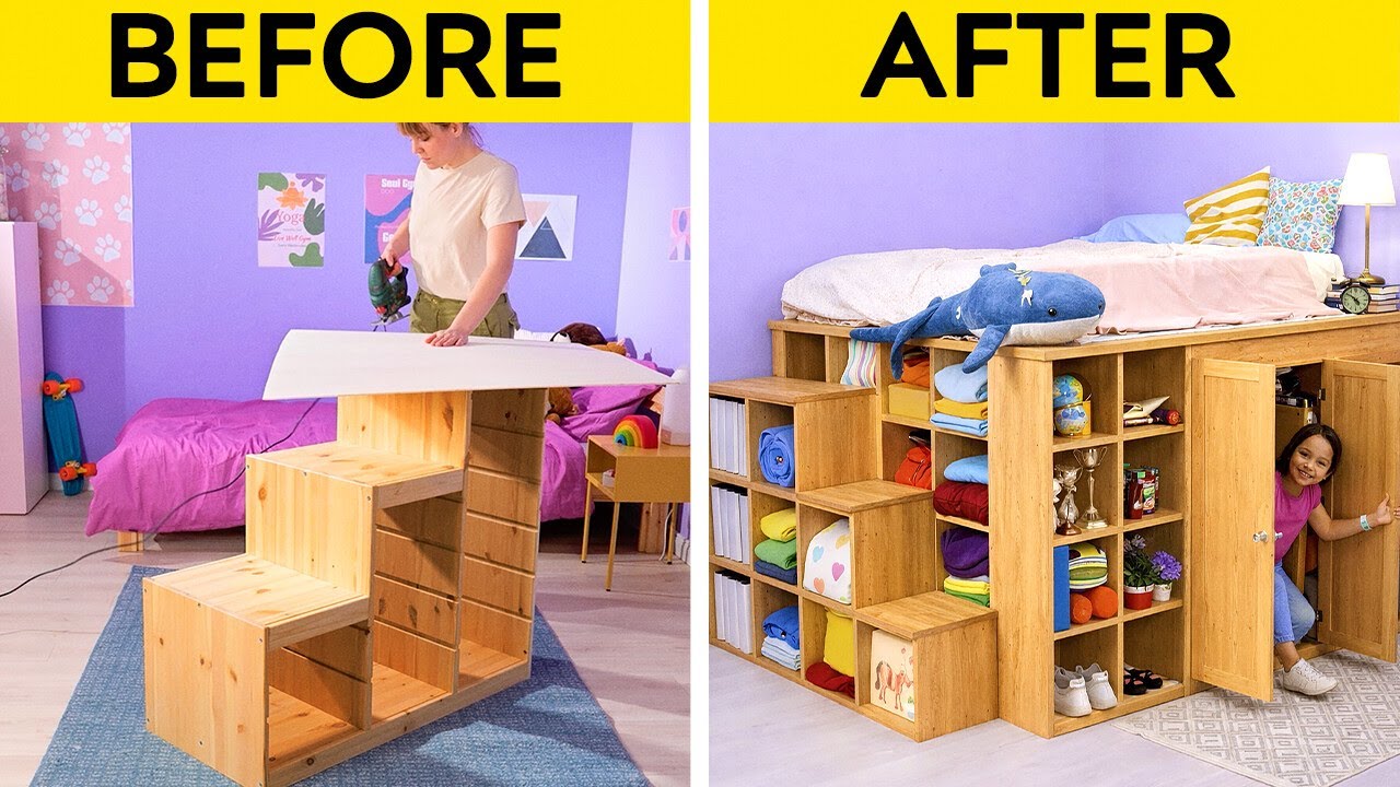 Dad Builds AMAZING Secret Room Inside DIY Bed!