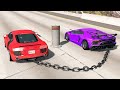 Reverse chained cars vs bollards  beamngdrive