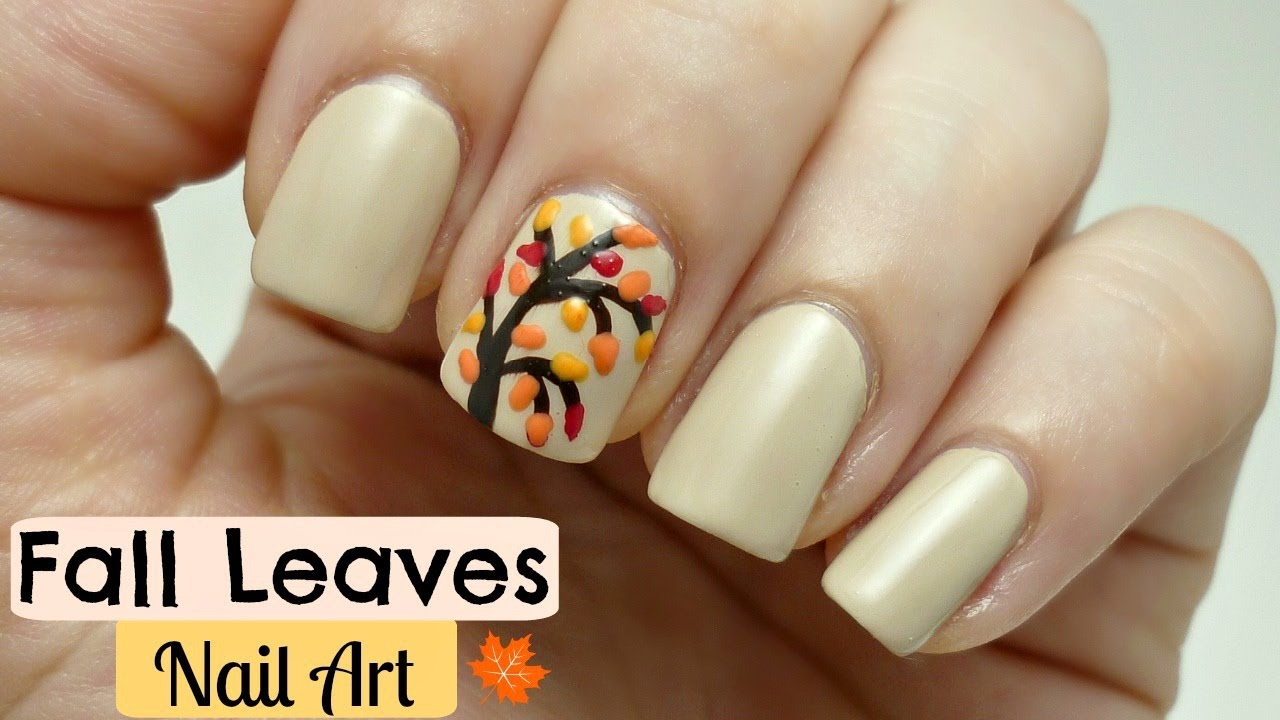 easy fall leaves nail art