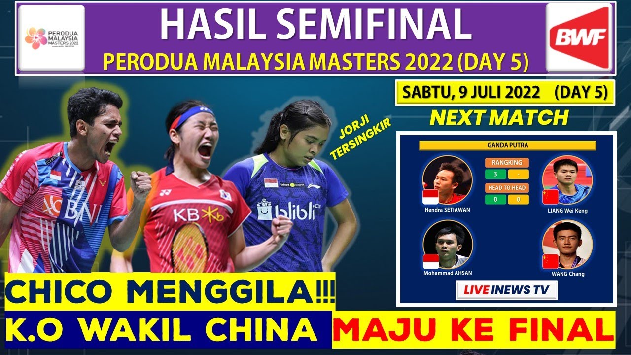 Hasil Malaysia Masters 2022 Hari ini Day5 Chico Maju Ke Final