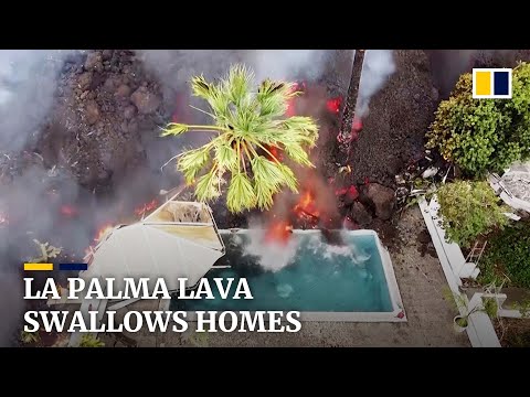 Thousands flee as lava from volcano on Spain’s La Palma island swallows homes