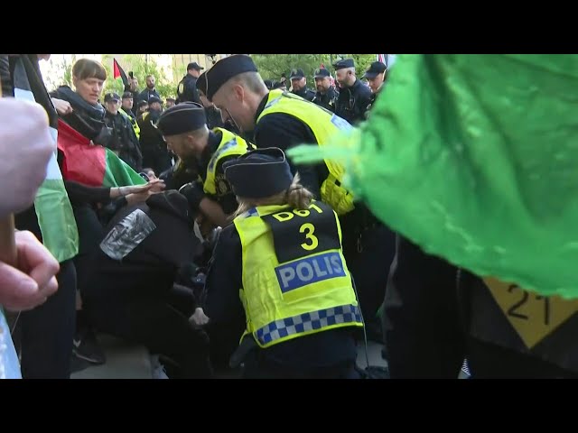 Pro-Palestinian protesters removed by Swedish police before Eurovision final | AFP class=