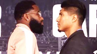 (INTENSE) ADRIEN BRONER VS. MIKEY GARCIA FIRST OFFICIAL FACE OFF; BOTH FIGHTERS ICE GRILL EACH OTHER