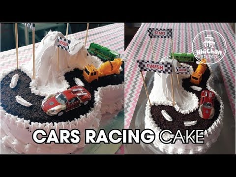 Cars racing cake | Cách làm bánh kem xe đua số 3 | Nhi Chan