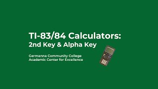 TI-83/84 Calculators: 2nd Key & Alpha Key
