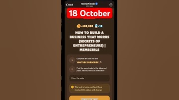 MemeFi YouTube video code today 18 October | MemeFi YouTube video secret code today | #crypto