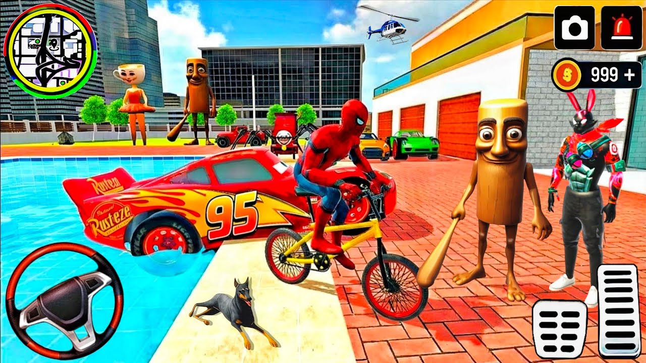 🥰 Spiderman Buy Super Mc Queen Car 🦚 New Spiderman Game Video 🎉 Police Car 🚓 Bike & Car Showroom