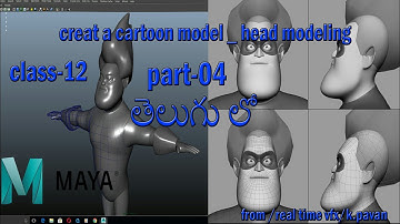 Maya tutorials in Telugu class-12_part-04_maya cartoon model,Maya cartoon head modelling
