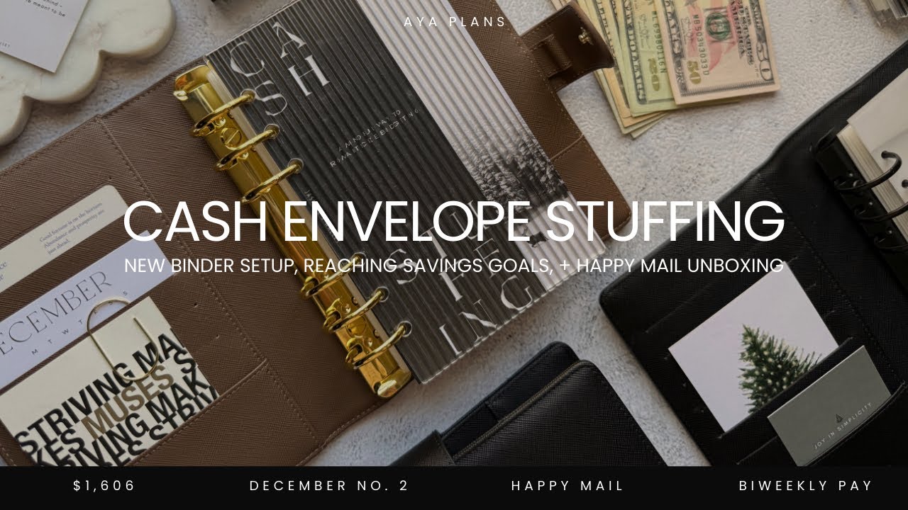 CASH ENVELOPE STUFFING | new binder setup and reaching savings goals 💰✨🖤 | december no. 2 | $1,606