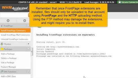 How to manage FrontPage Extensions in WHM