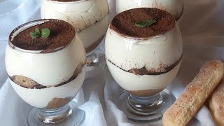 حضري تحلية التيراميسو بدون جبن مسكاربون بأقل تكلفة | Recette tiramisu sans fromage mascarpone