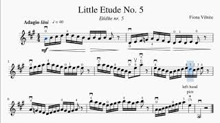Little Etude No 5. Easy violin study in 1st position accompaniment. Slow practice video