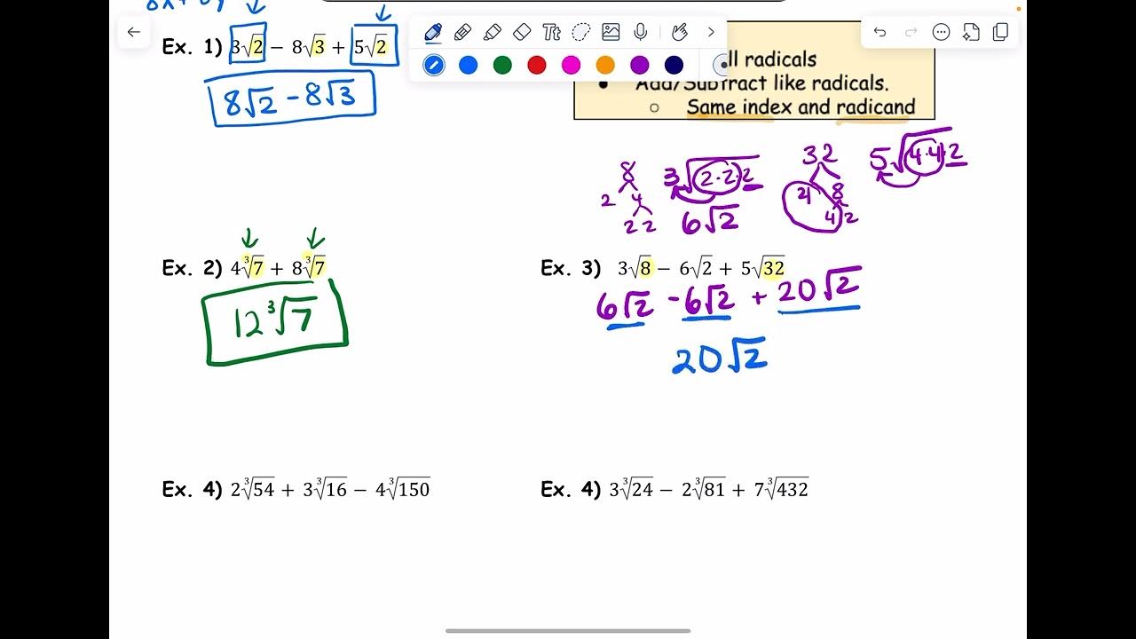 Algebra 2b-adding and subtracting radicals - YouTube