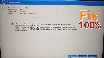 the ac power adapter wattage and type cannot be determined the battery may not charge dell | dell