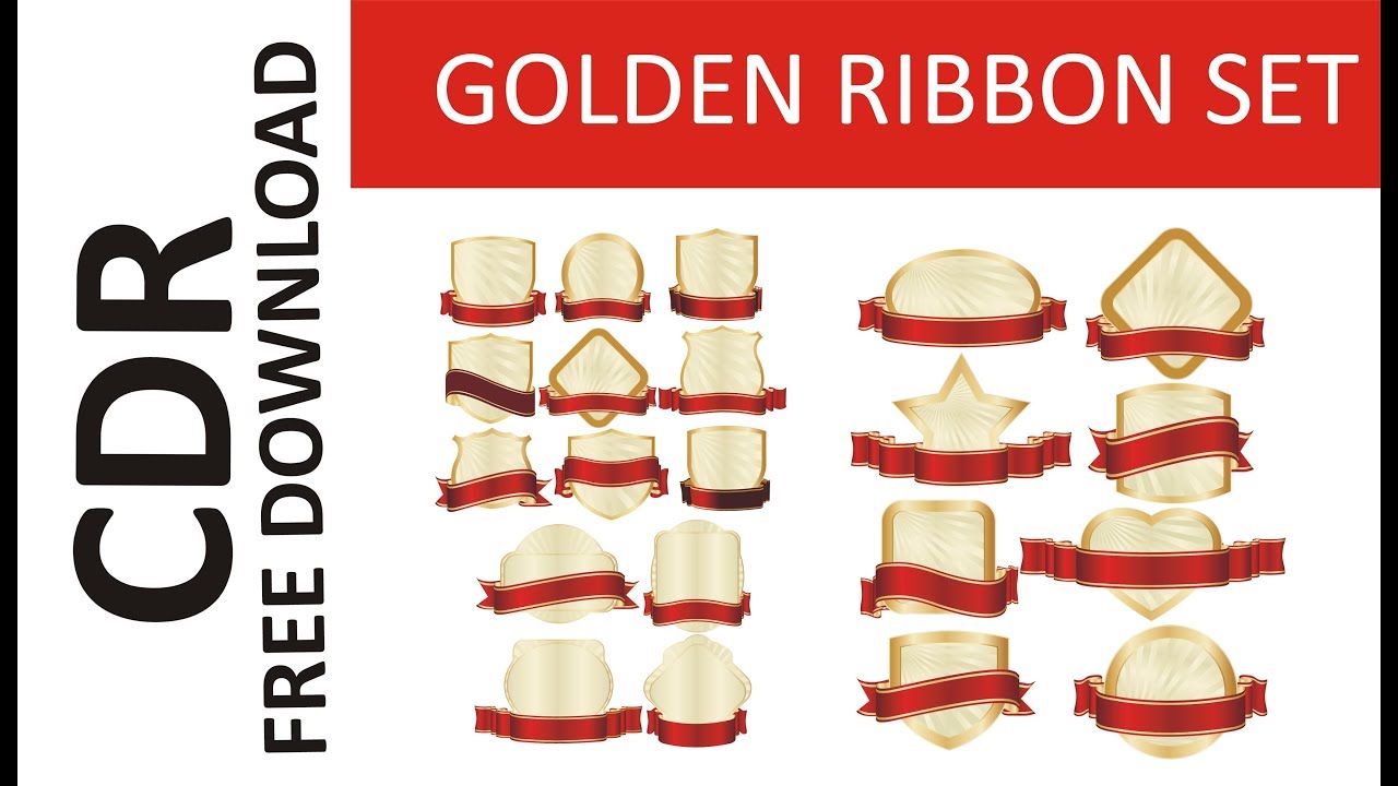 Ribbon set vector free download with cdr golden