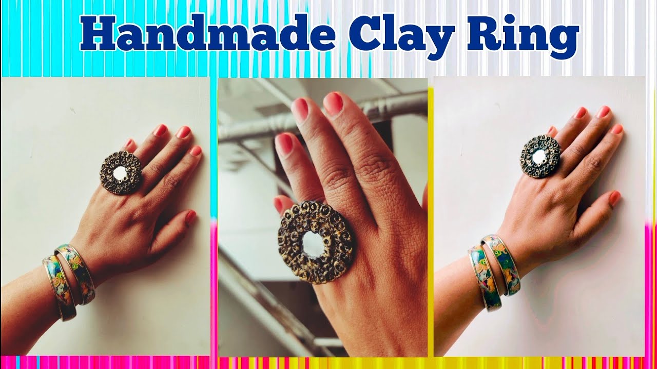 Hard Polymer Clay Rings | Handmade Crafted Tribal Jewellery | HandPainted  Decorated Flower Design Rings, Ooak Ring, Unique Ring Use For Casual Party  Wear Valentine Gift Jewelry - Turquoise Grey : Amazon.ca: