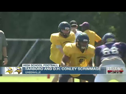 D.H. Conley and Tarboro high school football teams scrimmage