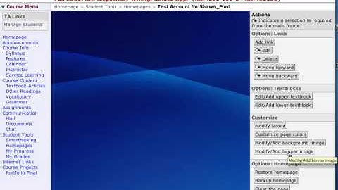 Making a Homepage in WebCT