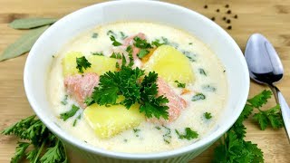 Уха по-фински из красной рыбы со сливками. Очень вкусно / Finnish fish soup with cream. Eng sub