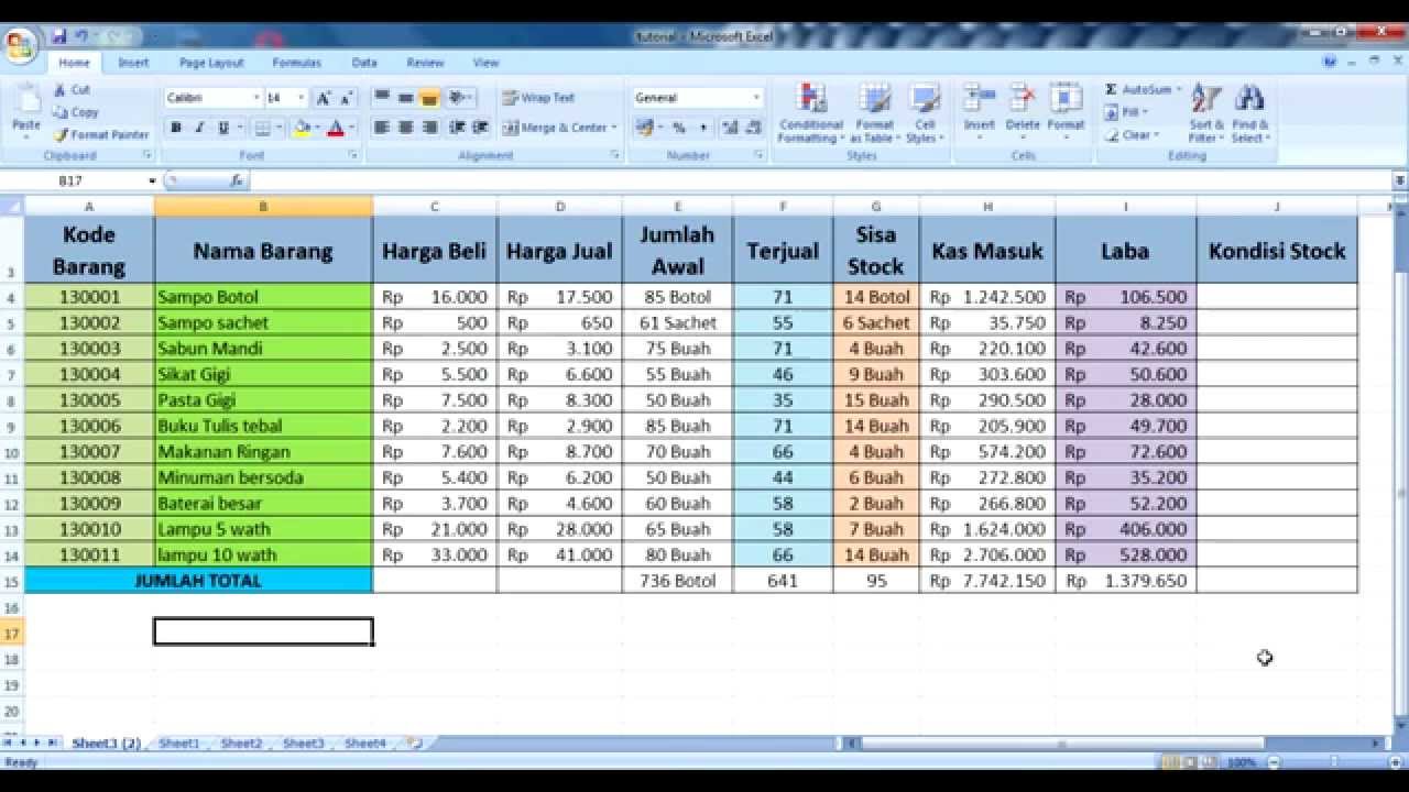 Aplikasi Penjualan Dan Stok Barang Dengan Excel