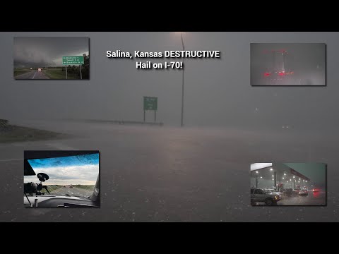 05-19-2024 Salina, KS Destructive I70 Hail Storm - Shattered Glass - Nat Sound