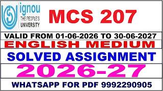 MCS 207 solved assignment 2026-27 in English || mcs 207 solved assignment 2027 || mcs207 2026-27