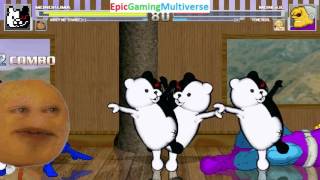 Power Girl And Mongul VS Monokuma The Evil Teddy Bear & Annoying Orange In A MUGEN Match / Battle