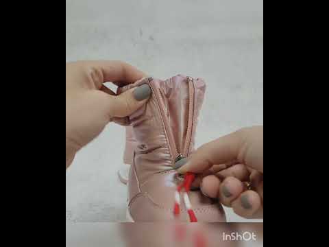 Зимняя детская обувь, дутики, ботиночки на девочку, сапоги на девочек, на овчине, на лепучке. Размер: 25-26, видео 1