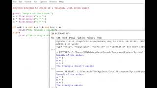 python program to check whether a triangle exist or not