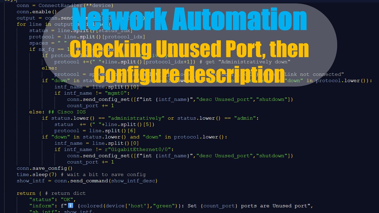 CCNA Automation:  Verify Unused Port and Configures Description use Python