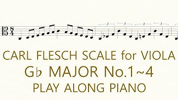 Viola Scale Carl Flesch G flat Major No.1~4 Scale System 1 Octave Each String Play Along Piano