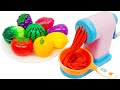 Satisfying Video l How to make Rainbow Play Doh Noodles with Color Fruits Cutting ASMR #151