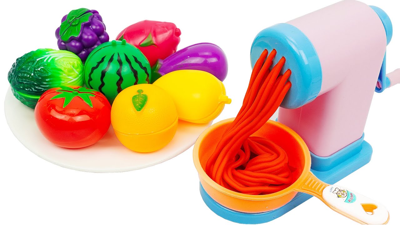 Satisfying Video l How to make Rainbow Play Doh Noodles with Color Fruits Cutting ASMR #151