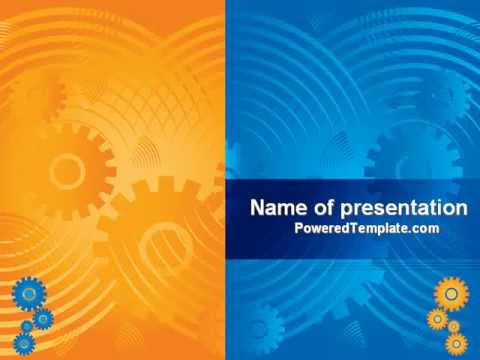 Geared Yellow Blue PowerPoint Template by PoweredTemplate.com