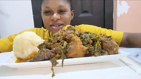 Asmr Mukbang Eforiro Vegetable Soup with Fufu/African Food Mukbang