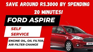 Ford aspire -- Engine oil, Oil Filter, Air filter, Cabin filter change --car general service at home