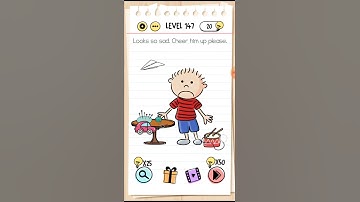 Brain test level 147 Looks so sad.Cheer him up please.walkthrough