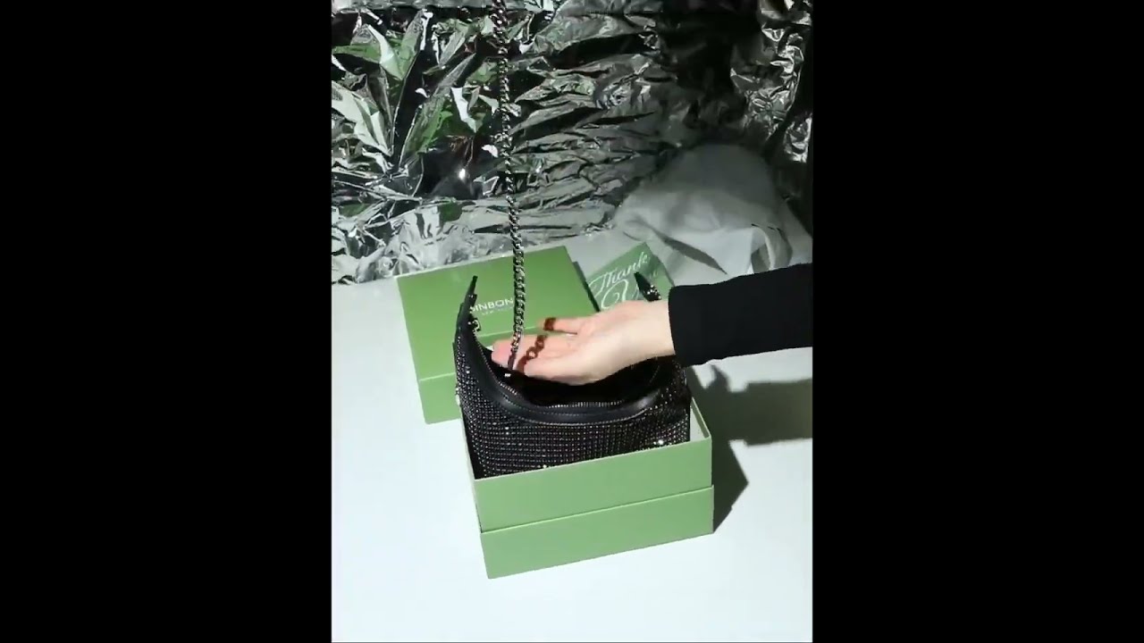 SINBONO Black Vienna Top Handle Crossbody Bag - Rhinestone