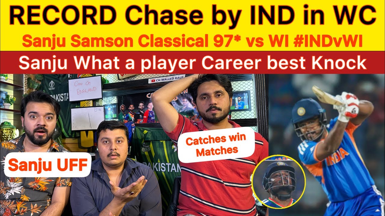 Record Chase by INDIA in WC Sanju Samson Classical 97* vs WI | IND vs WI great win for INDIA