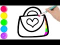 Purse Drawing and Coloring for kids and toddlers | How to draw Purse #purse #bag #handbag