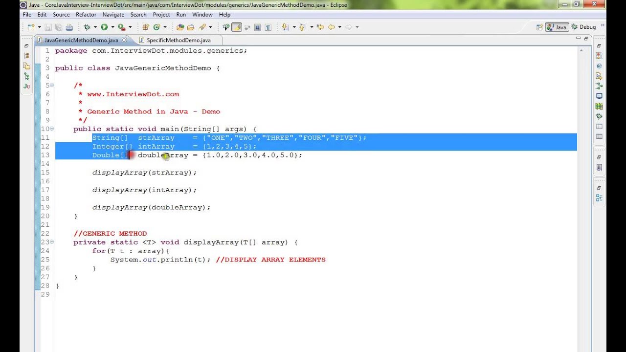 GENERIC METHOD IN JAVA DEMO YouTube Generic method in java demo youtube