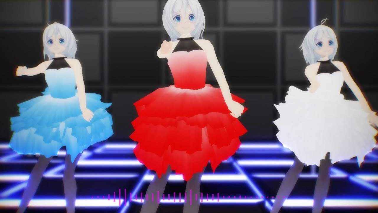 【電脳少女シロ】【MMD】赤青白ドレスでECHO - YouTube