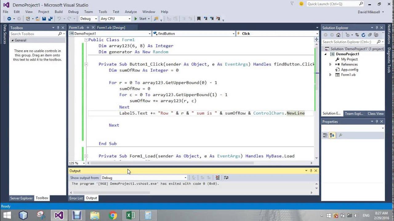 VB 2D Array Adding up Columns - YouTube