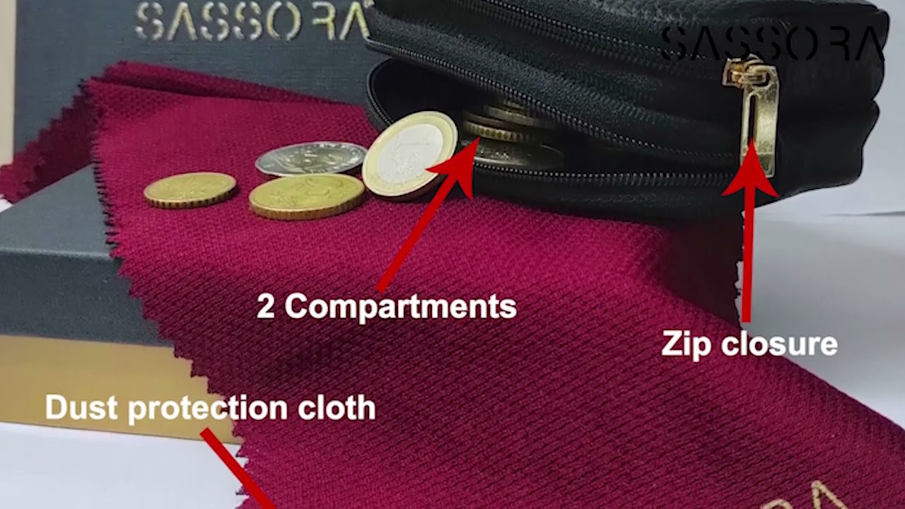 Sassora Genuine Leather Black Women Coin Pouch