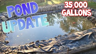 35,000 gallon pond update during all this rain 4k